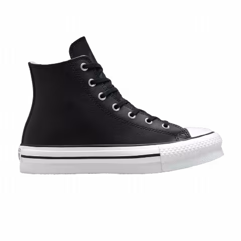 Converse Chuck Taylor All Star Lift Platform Leather High GS 'Black Natural Ivory'