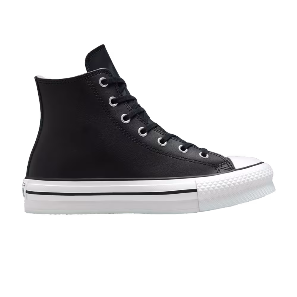 Converse Chuck Taylor All Star Lift Platform Leather High GS Black Natural Ivory