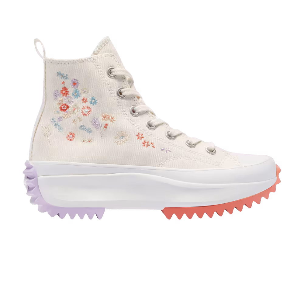 Converse Run Star Hike Platform High Embroidered Floral - Egret