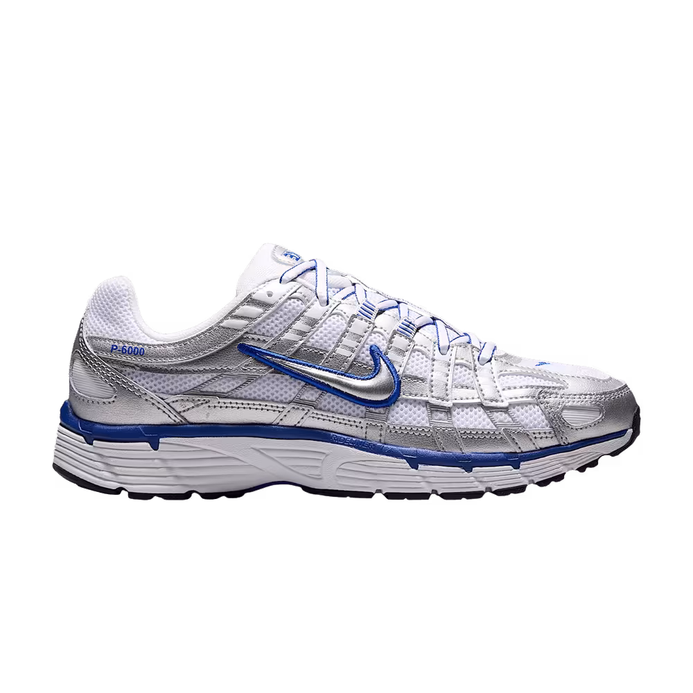Nike Women's P-6000 White Old Royal Black Metallic Silver