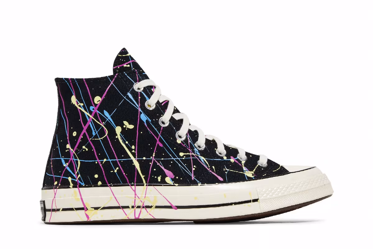 Converse Chuck 70 High Paint Splatter - Black, view 2
