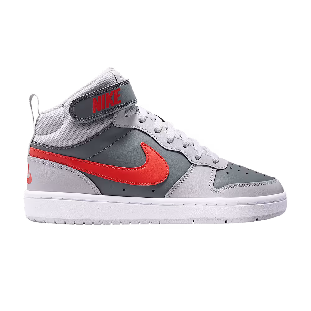 Nike Court Borough Mid 2 GS Smoke Grey Grey Fog White Picante Red