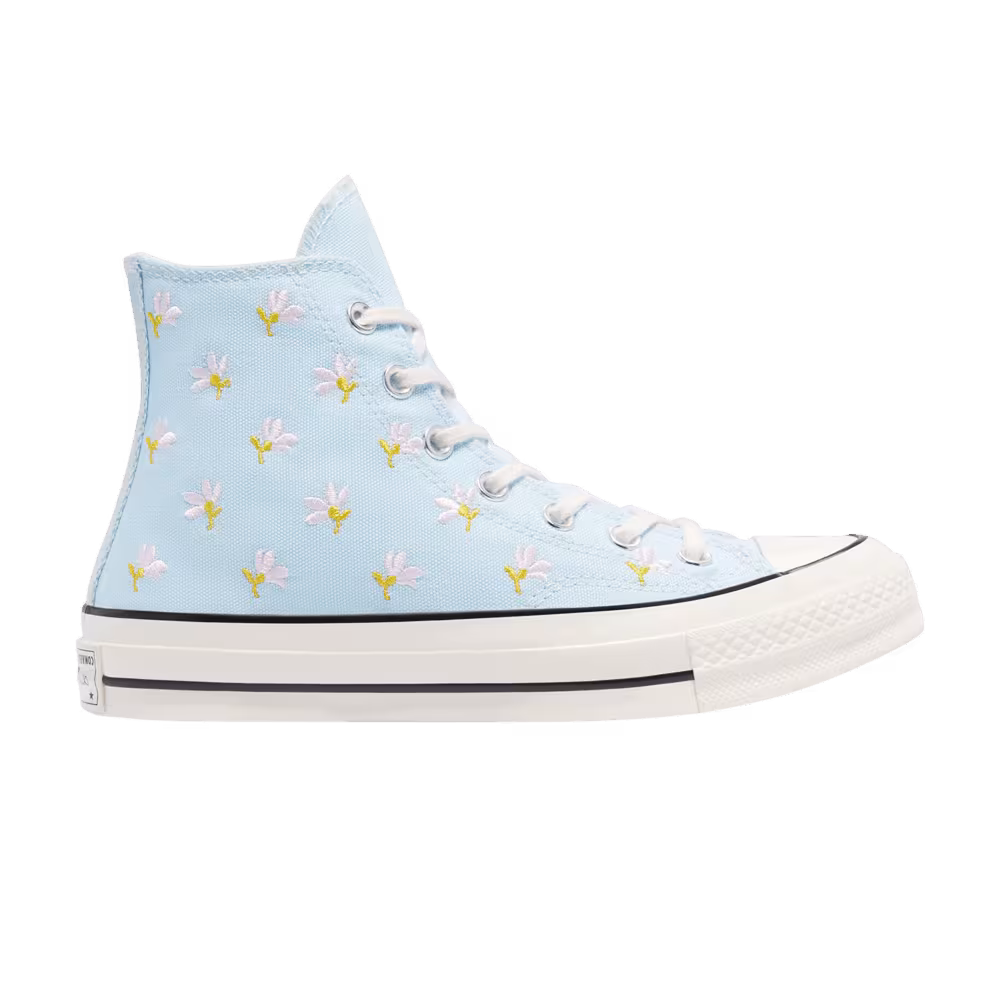 Converse Women's Chuck 70 High Embroidered Floral Print - Chambray Blue