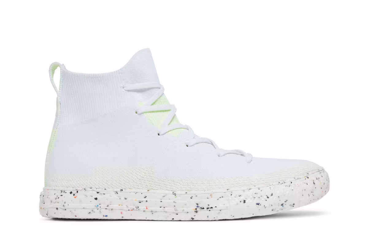 Converse Chuck Taylor All Star Crater Knit High White Barely Volt, view 2