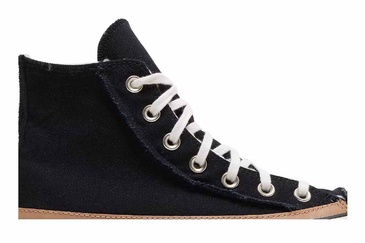 Converse Women's Chuck Taylor All Star Raw Edge Platform High Black Champagne Tan, view 3