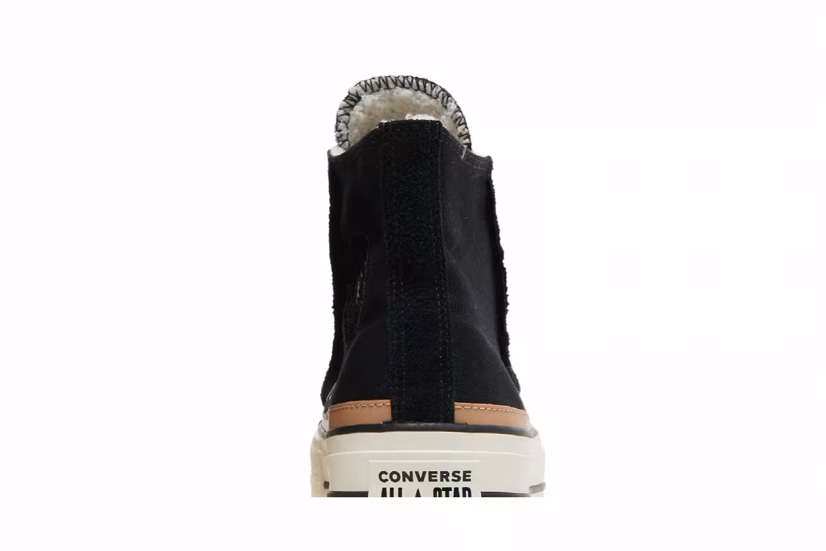 Converse Women's Chuck Taylor All Star Raw Edge Platform High Black Champagne Tan, view 8