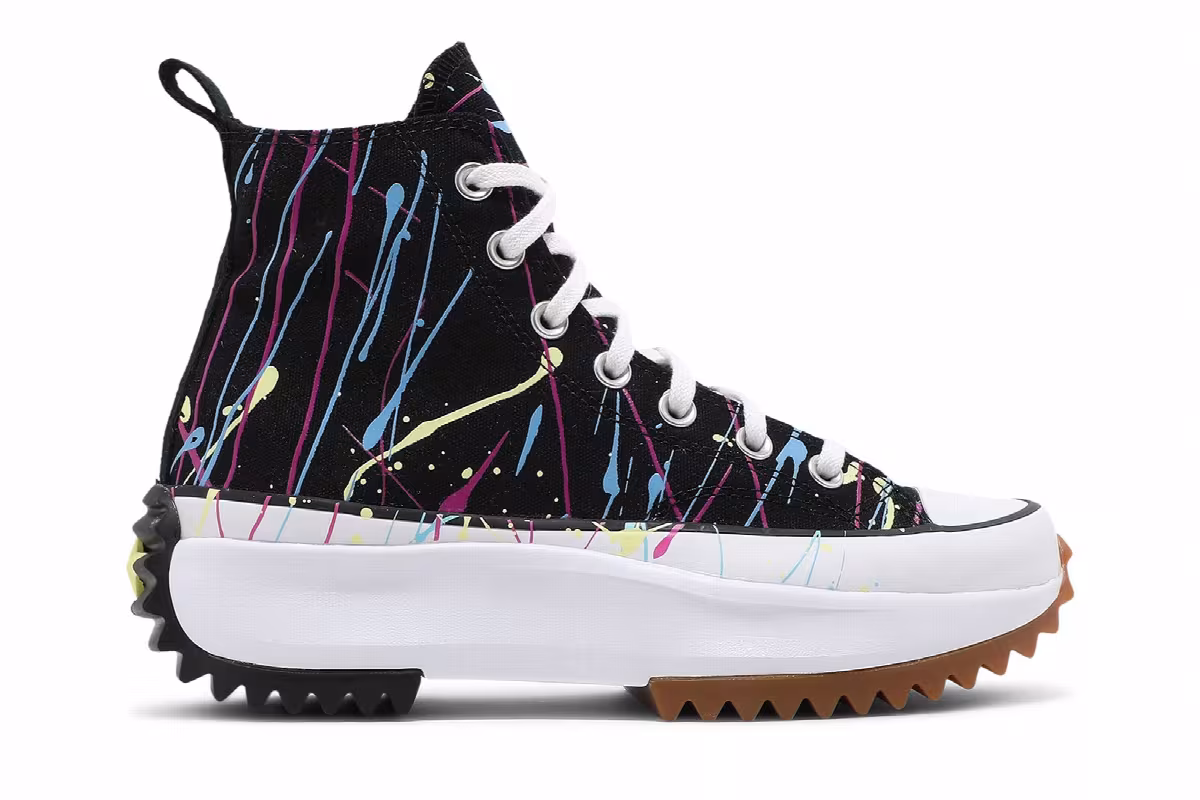 Converse Women's Run Star Hike High Splatter Paint - Black, view 2