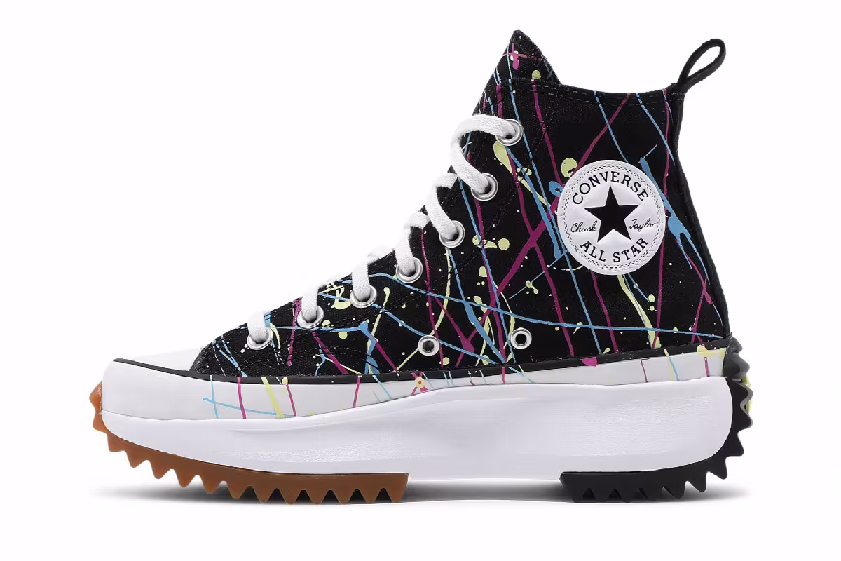 Converse Women's Run Star Hike High Splatter Paint - Black, view 4