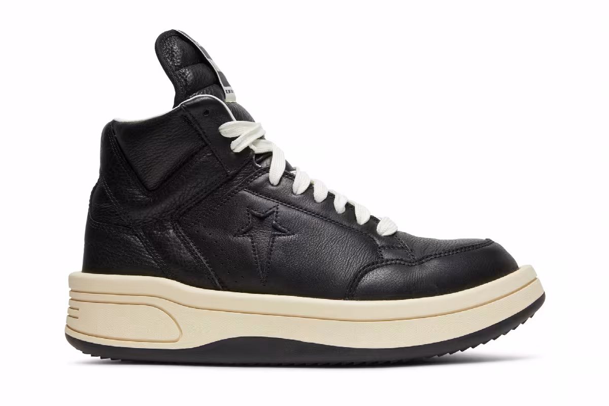 Rick Owens x Converse DRKSHDW TURBOWPN Mid Black Cloud Cream, view 2