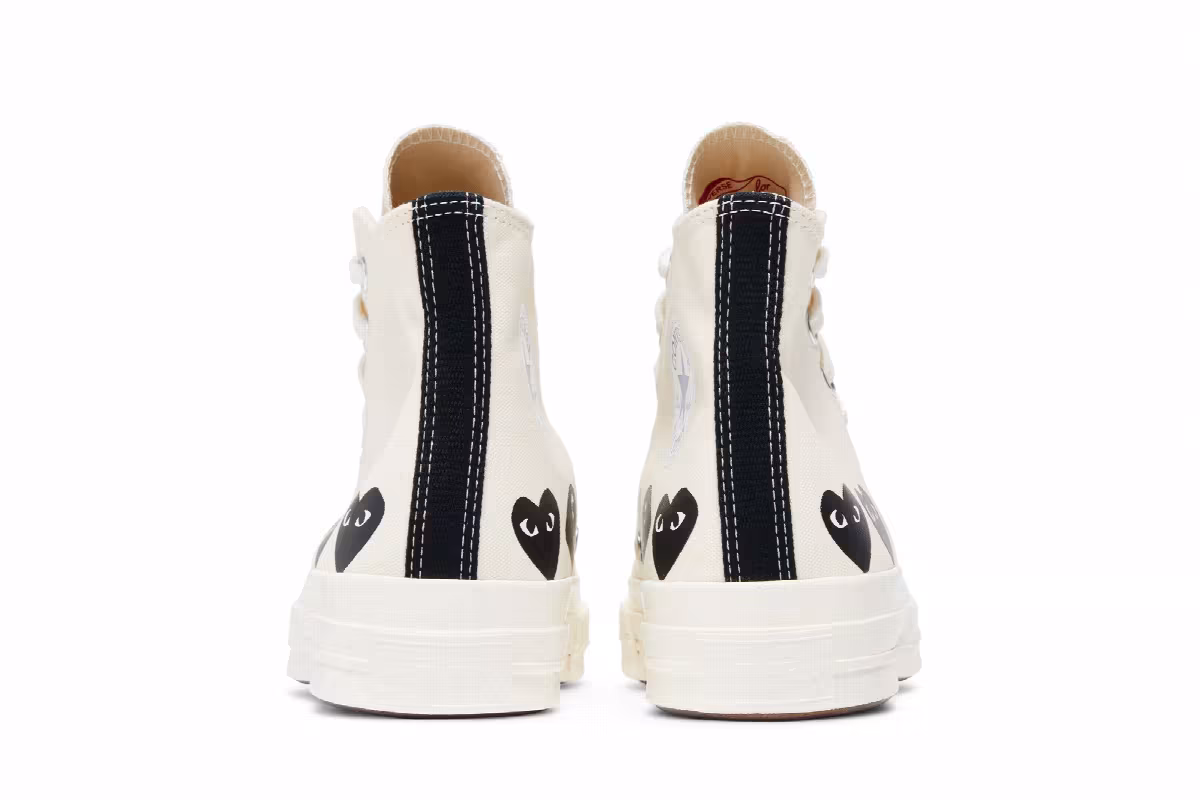 Comme des Garçons PLAY x Converse Chuck 70 High Multi Heart - Milk Black, view 7