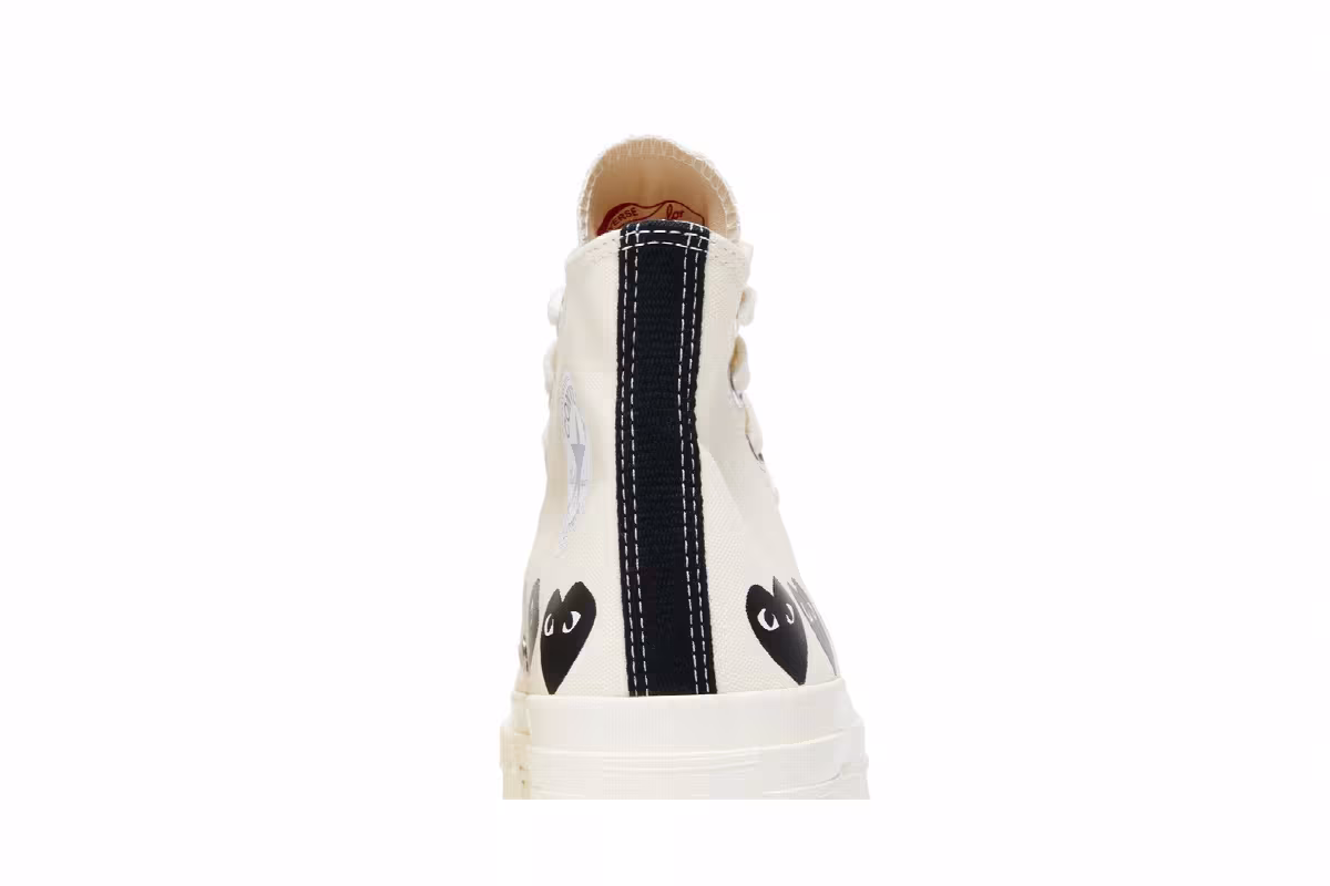Comme des Garçons PLAY x Converse Chuck 70 High Multi Heart - Milk Black, view 8
