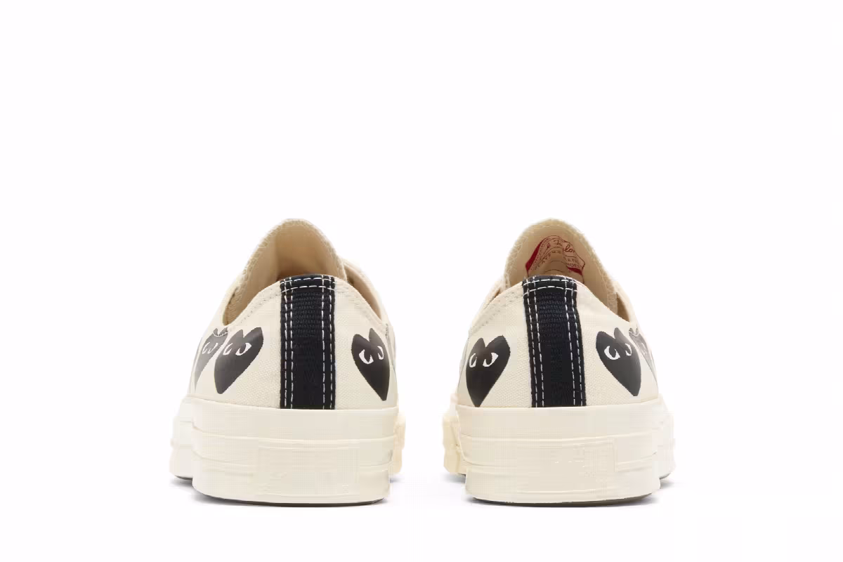 Comme des Garçons PLAY x Converse Chuck 70 Low Multi Heart - Milk Black, view 7