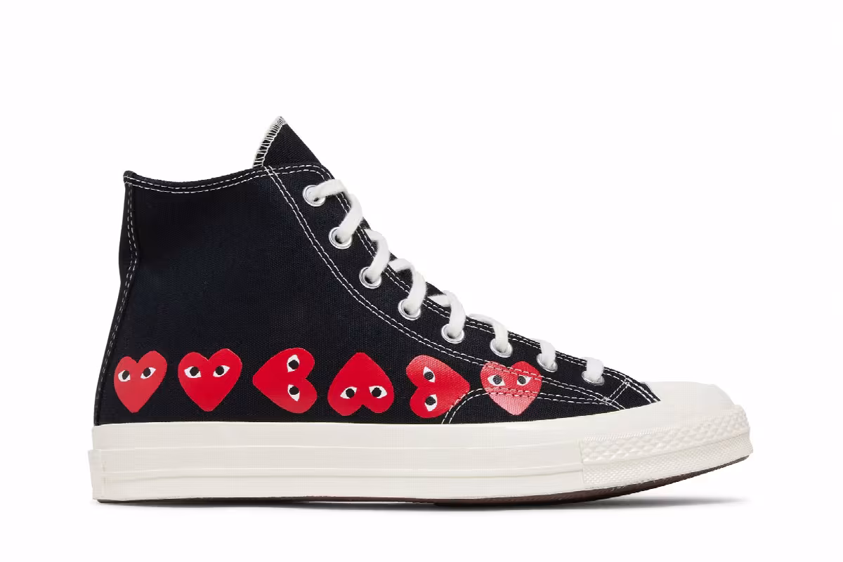 Comme des Garçons PLAY x Converse Chuck 70 High Multi Heart - Black, view 2