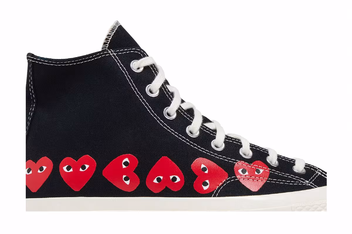 Comme des Garçons PLAY x Converse Chuck 70 High Multi Heart - Black, view 3