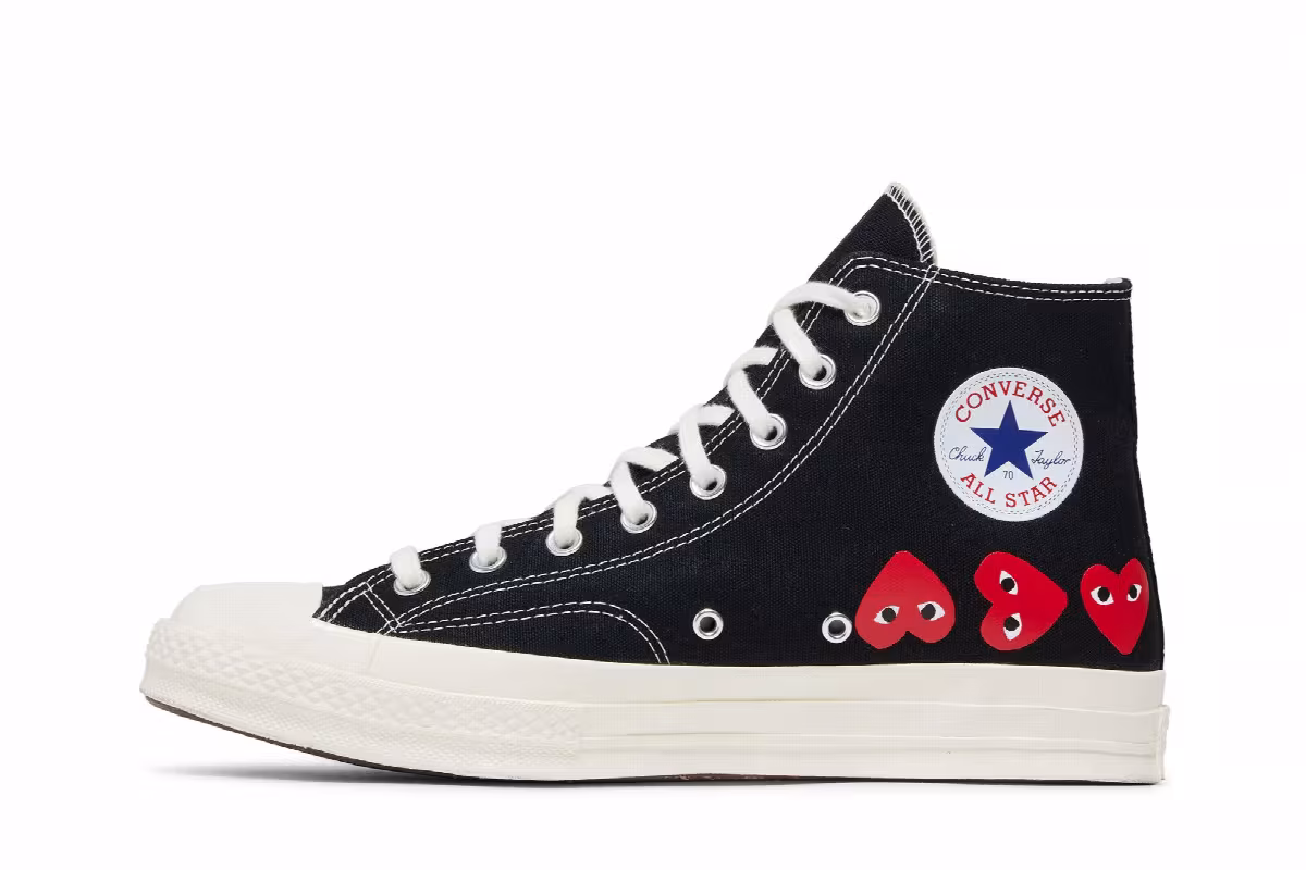 Comme des Garçons PLAY x Converse Chuck 70 High Multi Heart - Black, view 4