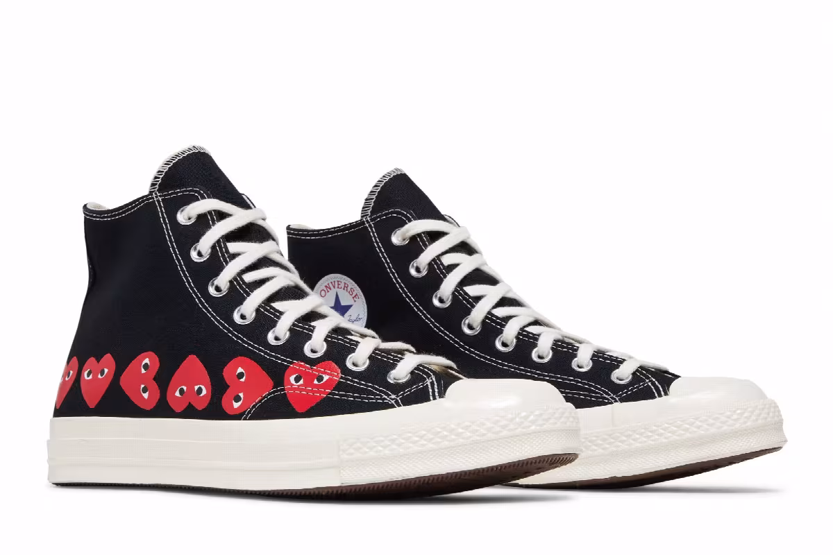Comme des Garçons PLAY x Converse Chuck 70 High Multi Heart - Black, view 9