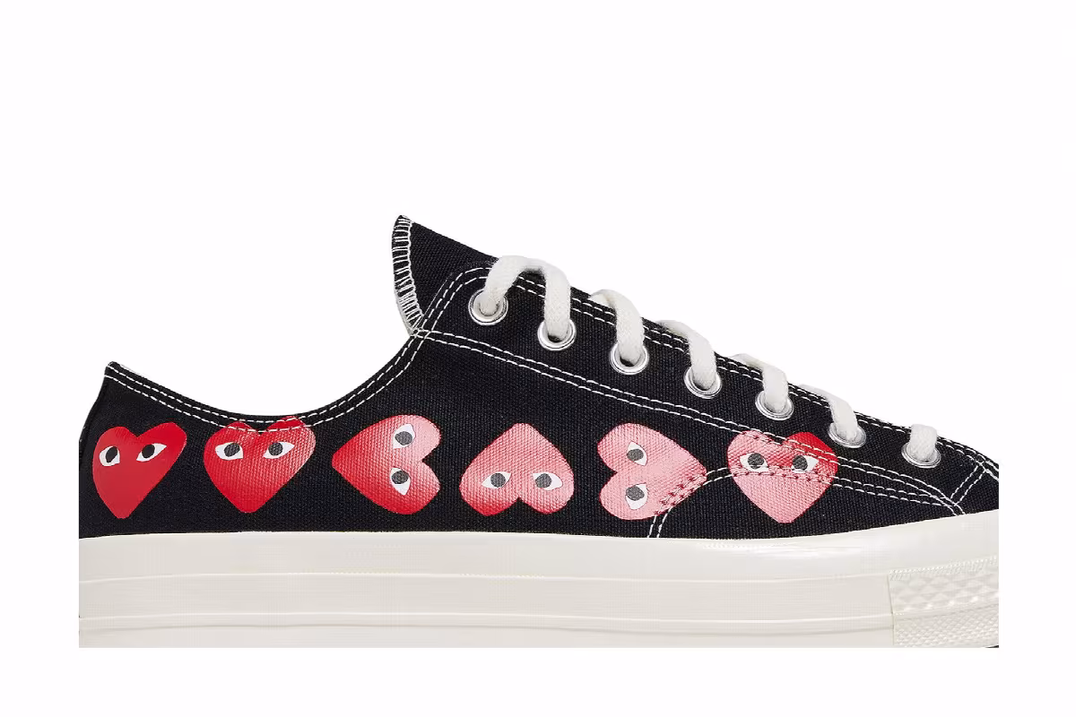 Comme des Garçons PLAY x Converse Chuck 70 Low Multi Heart - Black, view 3