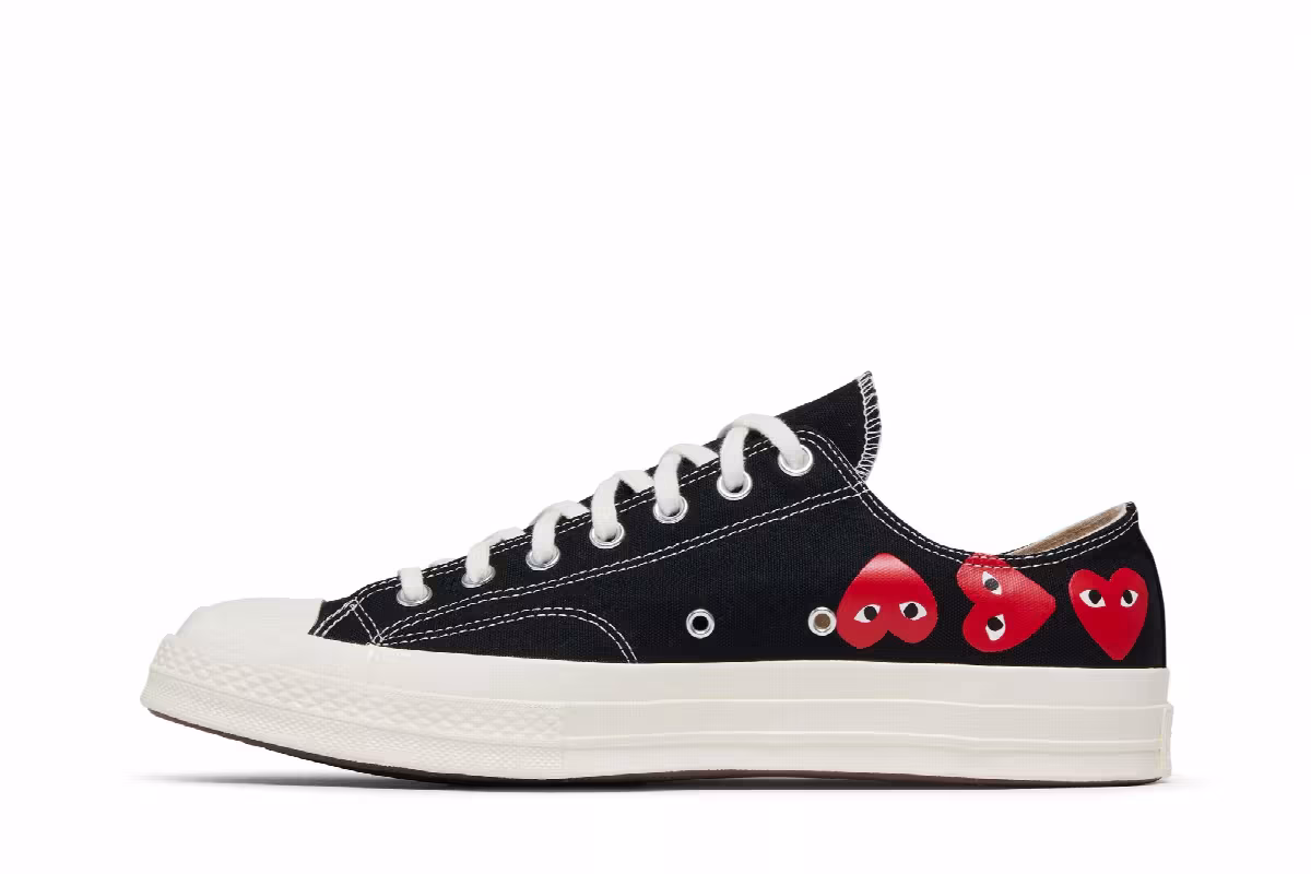 Comme des Garçons PLAY x Converse Chuck 70 Low Multi Heart - Black, view 4
