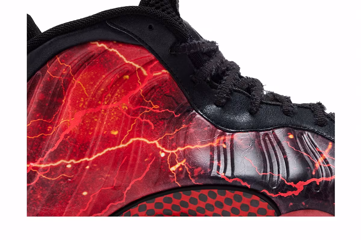 Stranger Things x Nike Air Foamposite One Premium QS Black Bright Crimson, view 3