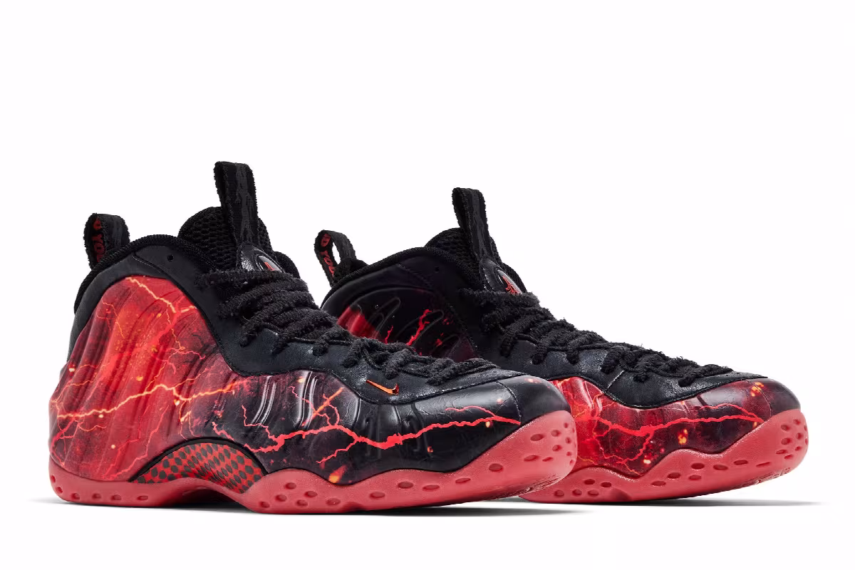 Stranger Things x Nike Air Foamposite One Premium QS Black Bright Crimson, view 9