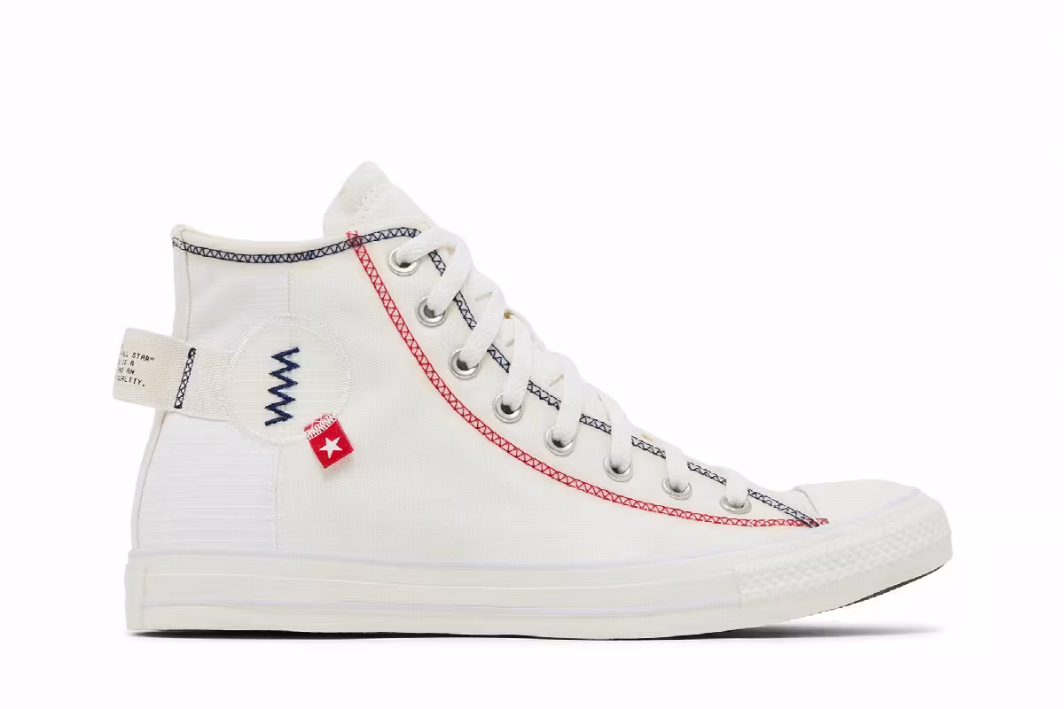 Converse Chuck Taylor All Star High Logo Tag - Vintage White, view 2