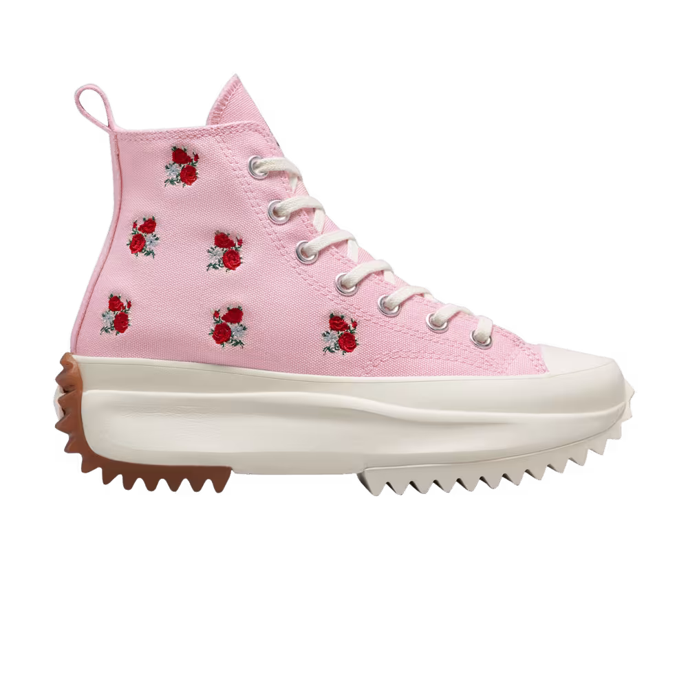 Converse Run Star Hike Platform High Embroidered Floral - Sunrise Pink
