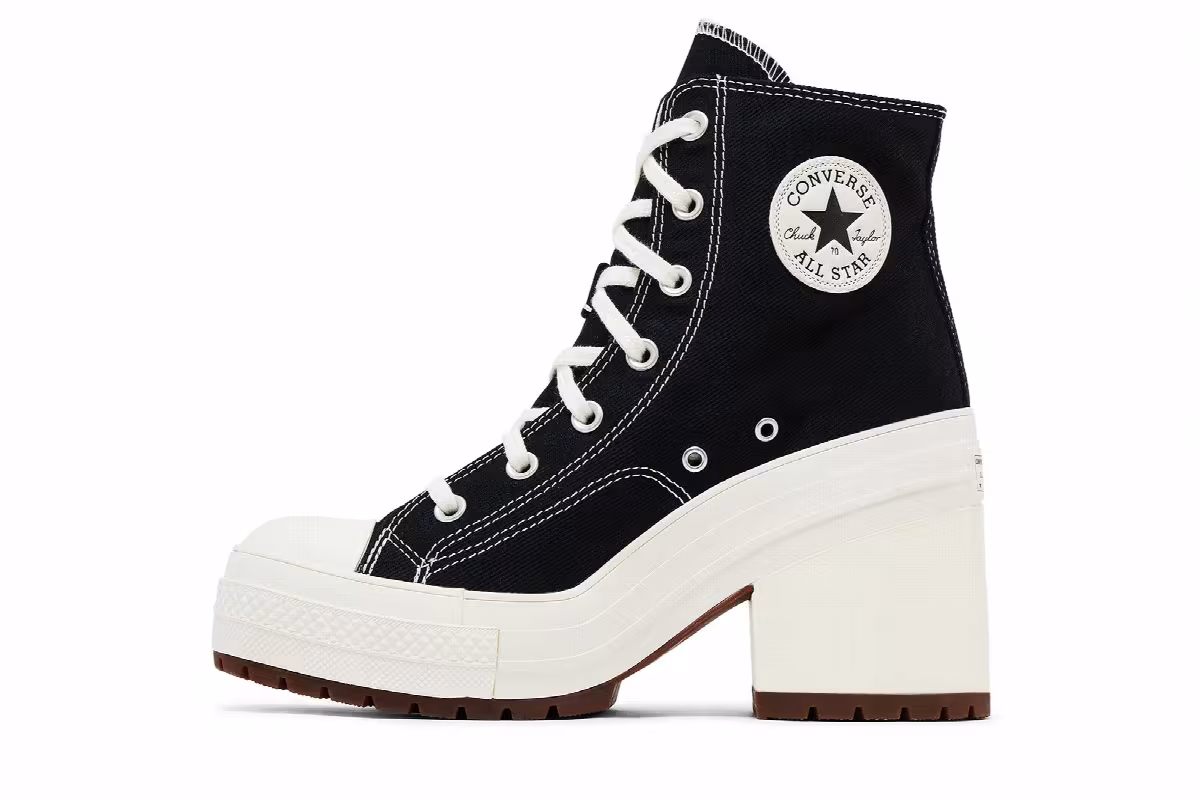 Converse Chuck 70 De Luxe Heel High Black Egret, view 4