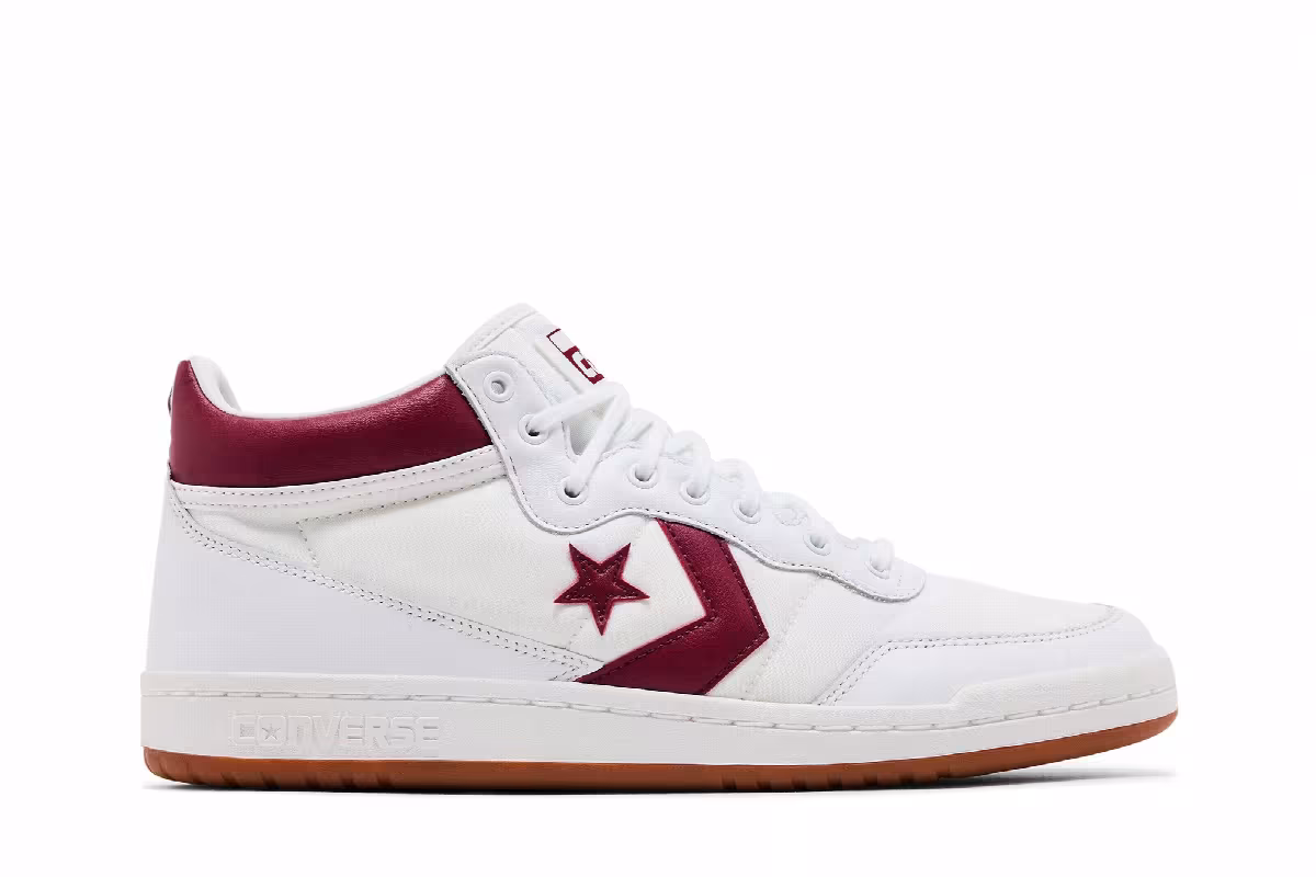 Converse Fastbreak Pro Leather Mid White Team Red Gum, view 2