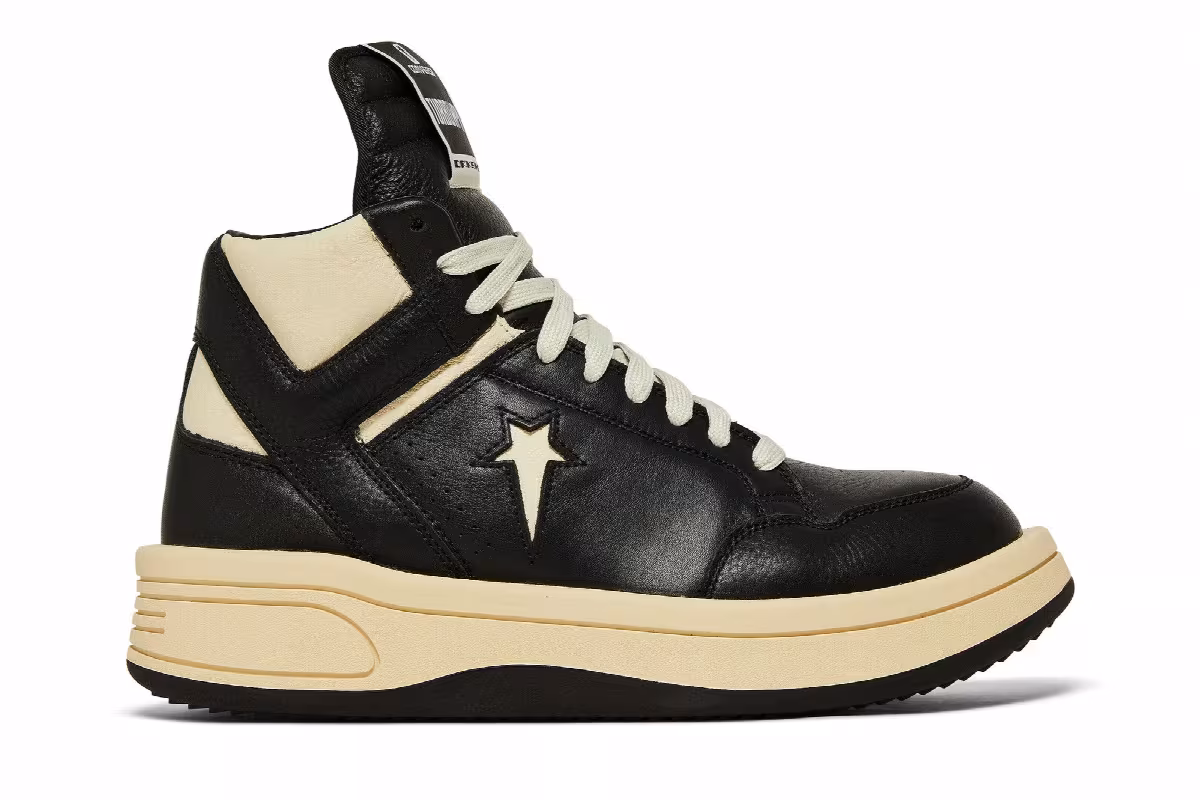 Rick Owens x Converse DRKSHDW TURBOWPN Mid Black Cloud Cream, view 2