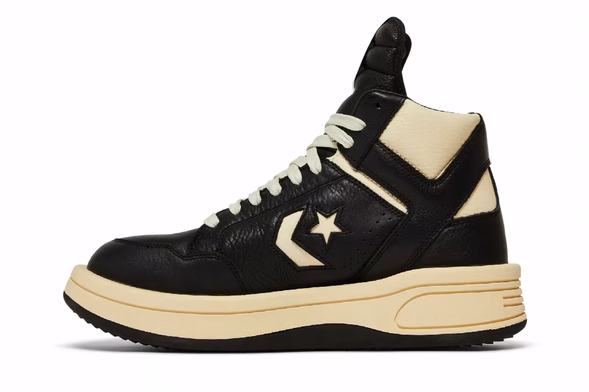 Rick Owens x Converse DRKSHDW TURBOWPN Mid Black Cloud Cream, view 4