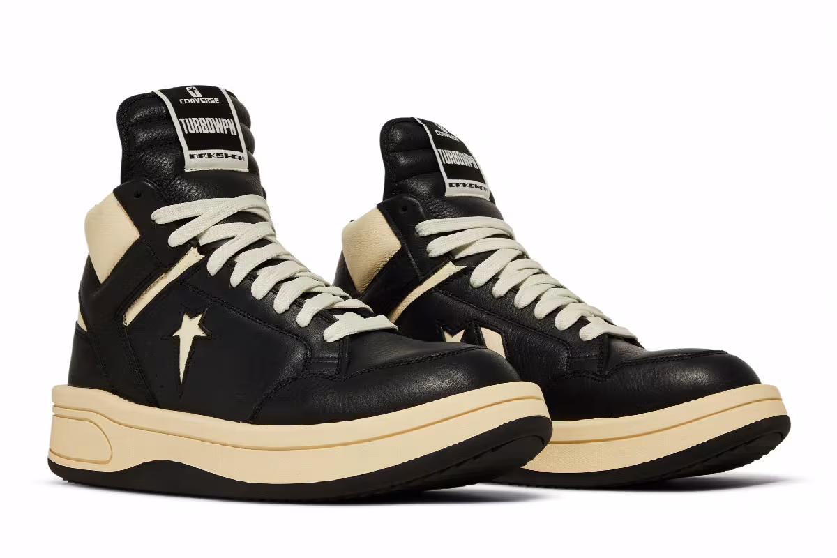 Rick Owens x Converse DRKSHDW TURBOWPN Mid Black Cloud Cream, view 9