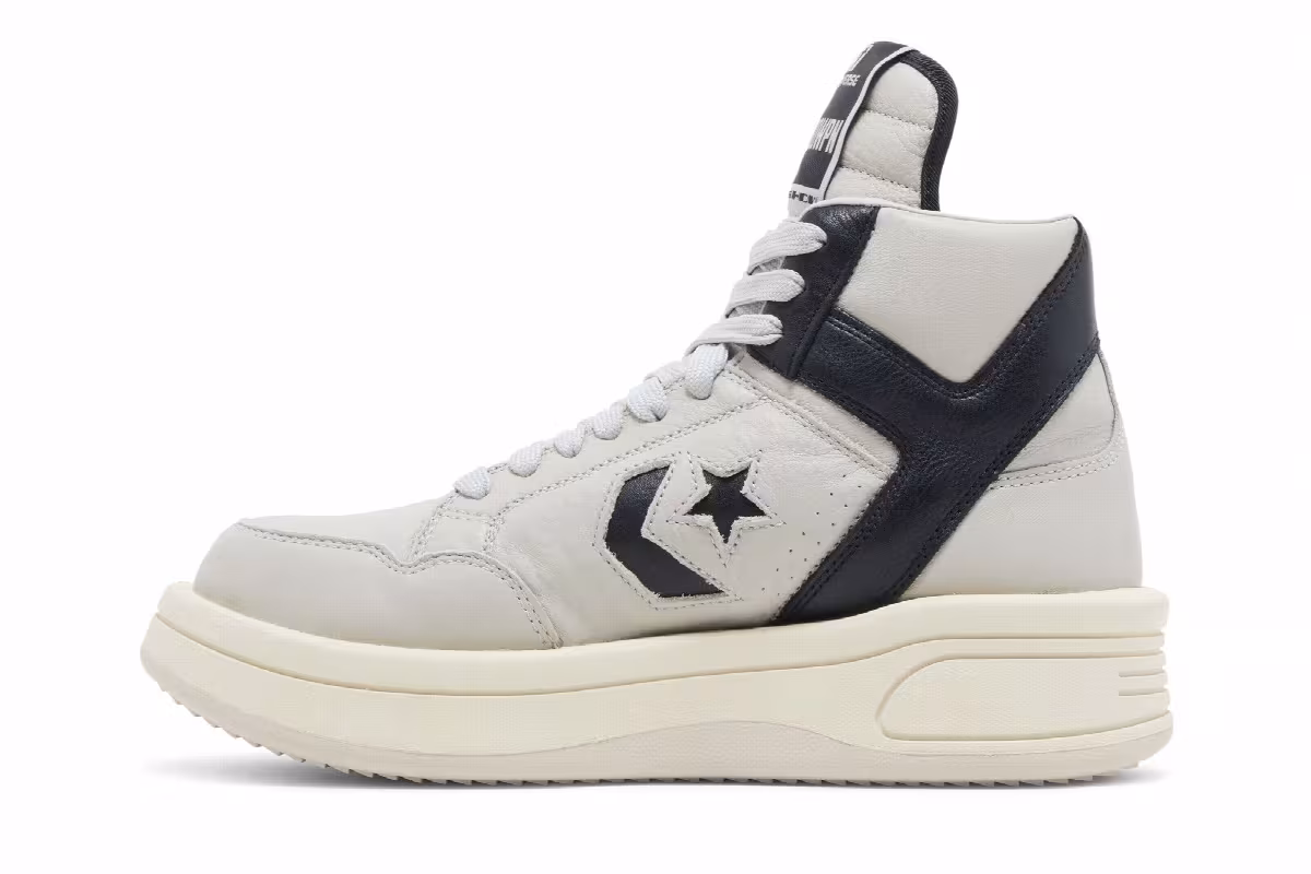 Rick Owens x Converse DRKSHDW TURBOWPN Mid Oyster Black, view 4