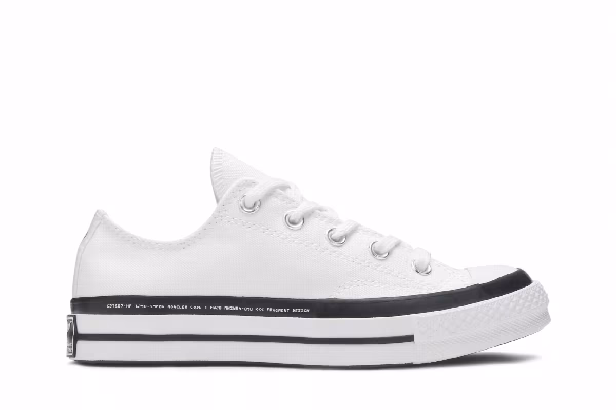Fragment Design x Moncler x Converse Chuck 70 Low White, view 2