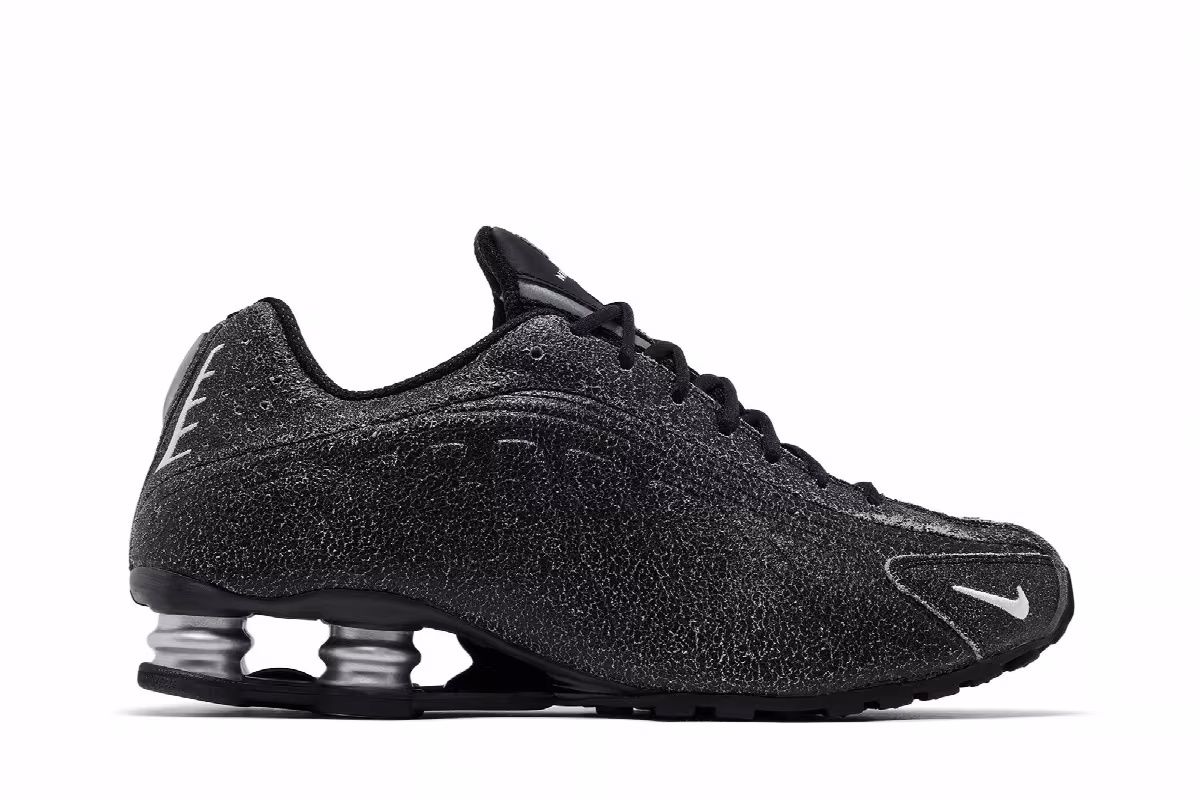 Nike Shox R4 Black Distressed Leather, view 2