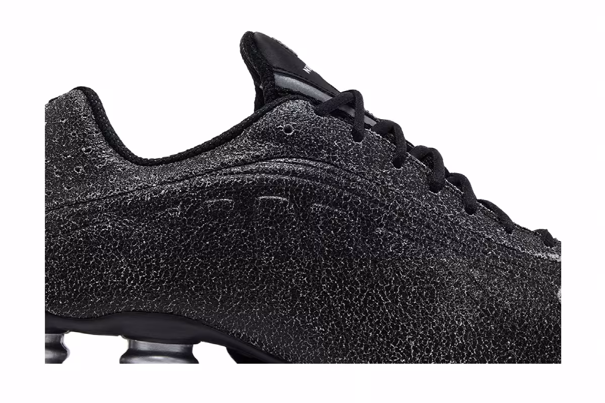 Nike Shox R4 Black Distressed Leather, view 3