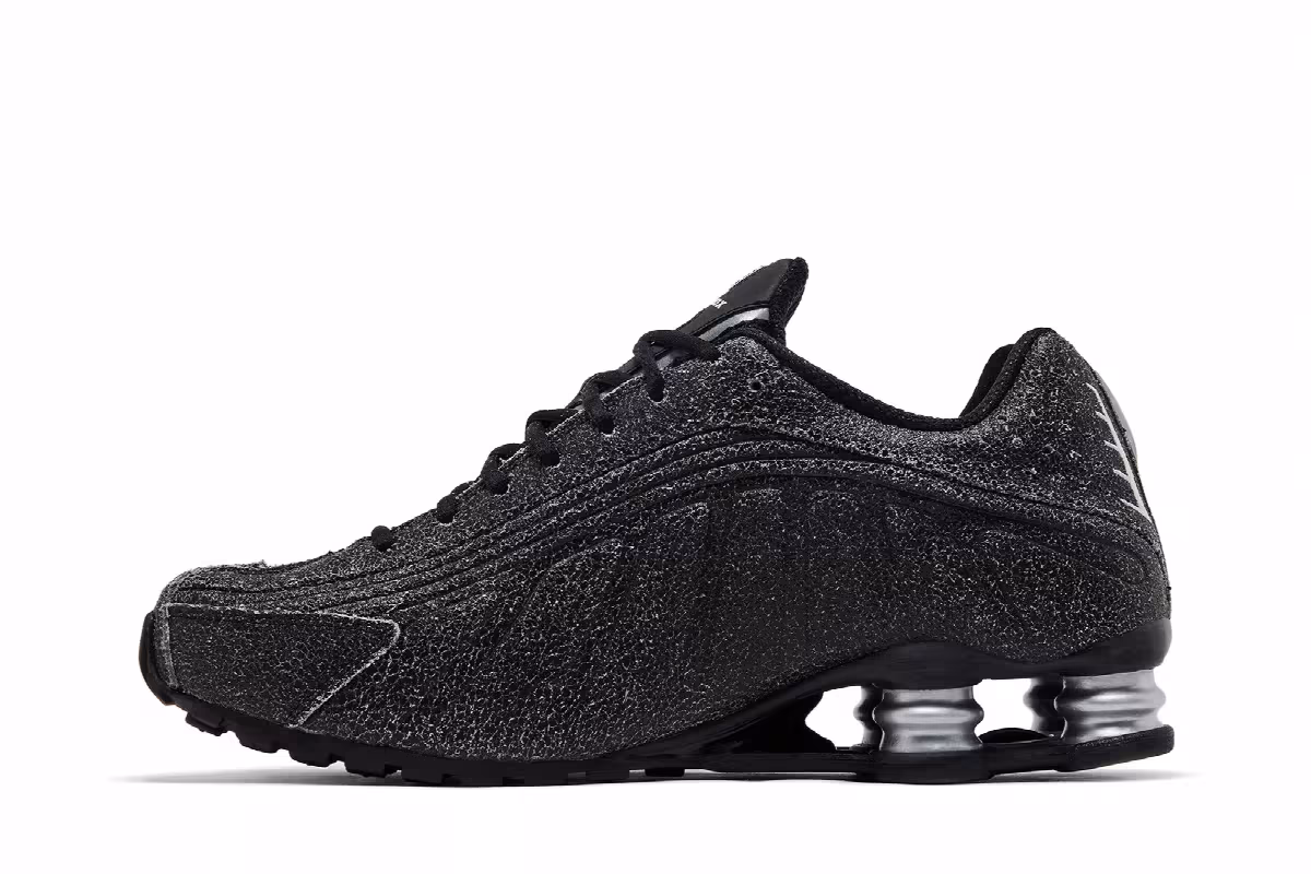 Nike Shox R4 Black Distressed Leather, view 4