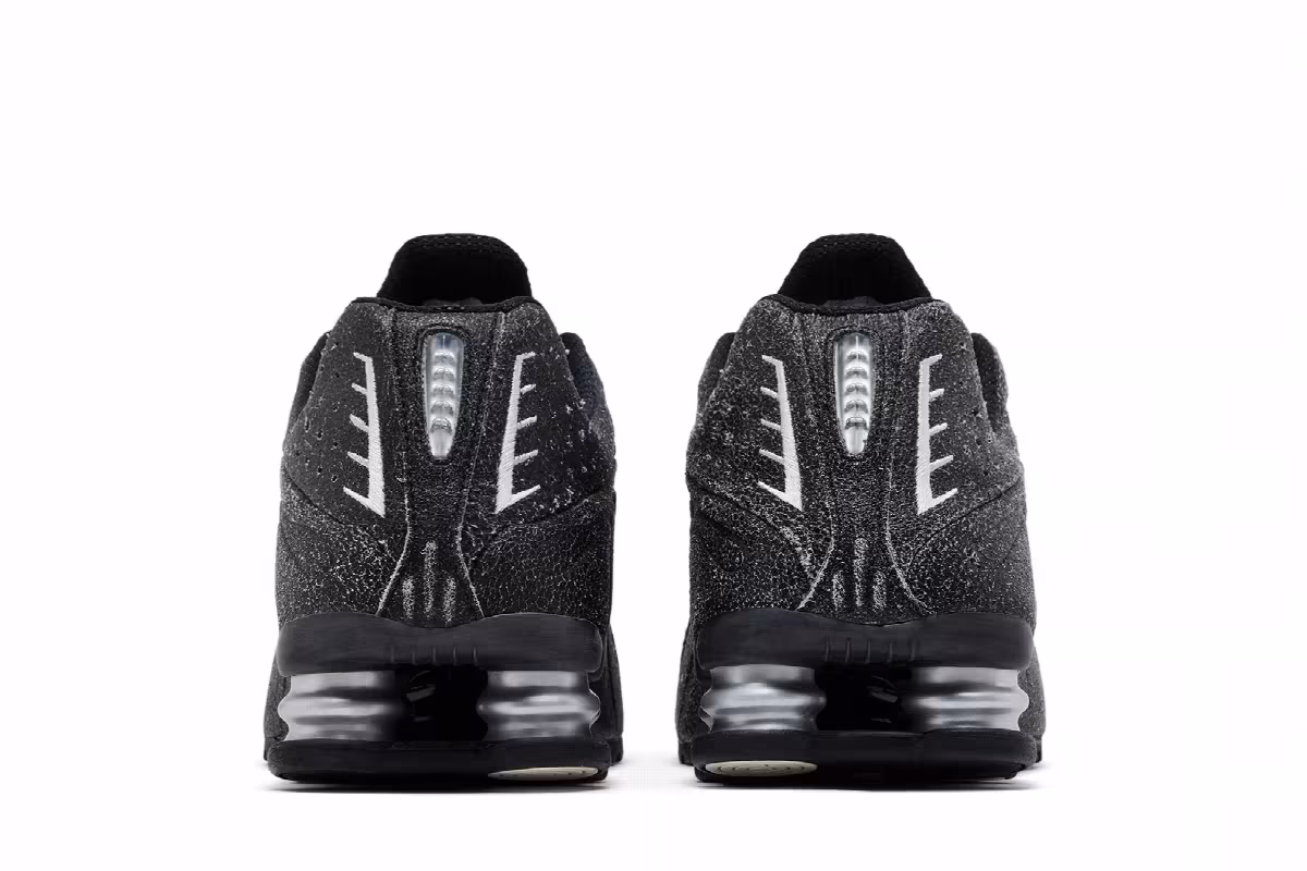 Nike Shox R4 Black Distressed Leather, view 7