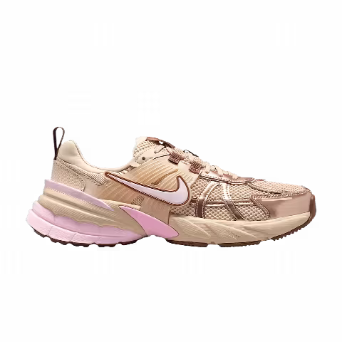 Nike Wmns V2K Run With Reflective Accents 'Sanddrift Shimmer Fauna Brown Pink Foam'