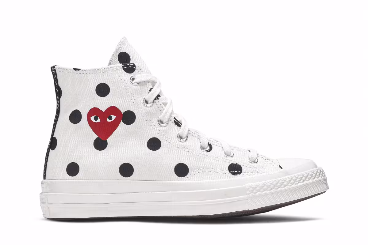 Comme des Garçons x Converse Chuck Taylor All Star 70 Hi White Polka Dot, view 2