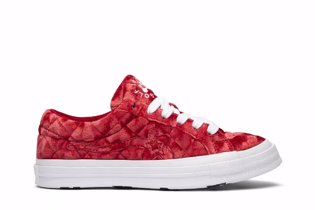 Golf Le Fleur x Converse One Star Quilted Velvet Cherry, view 2