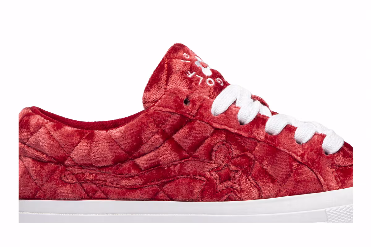 Golf Le Fleur x Converse One Star Quilted Velvet Cherry, view 3