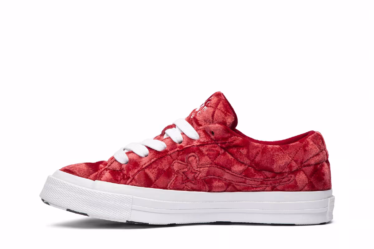 Golf Le Fleur x Converse One Star Quilted Velvet Cherry, view 4