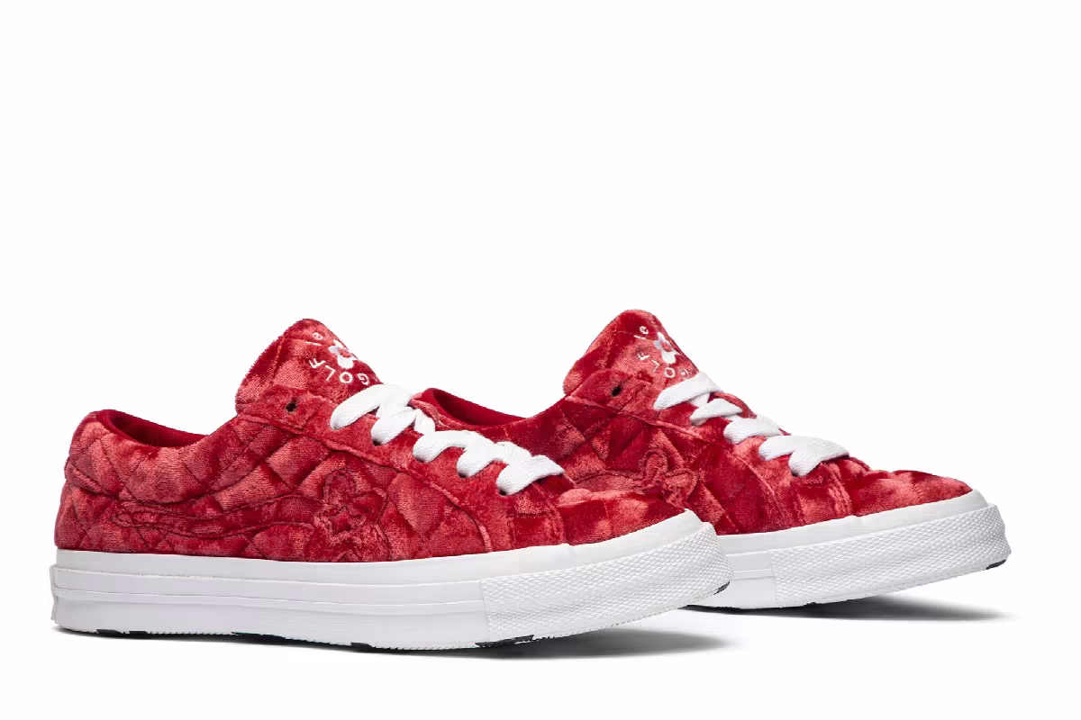 Golf Le Fleur x Converse One Star Quilted Velvet Cherry, view 9