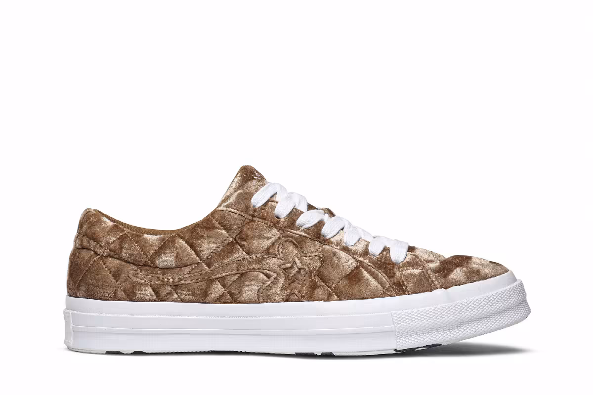 Golf Le Fleur x Converse One Star Quilted Velvet Brown, view 2