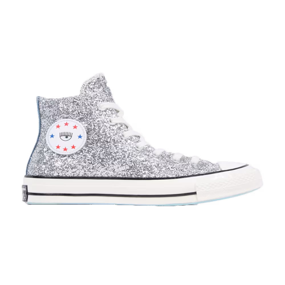 Chiara x Converse Women's Chuck 70 High Silver Glitter Blue