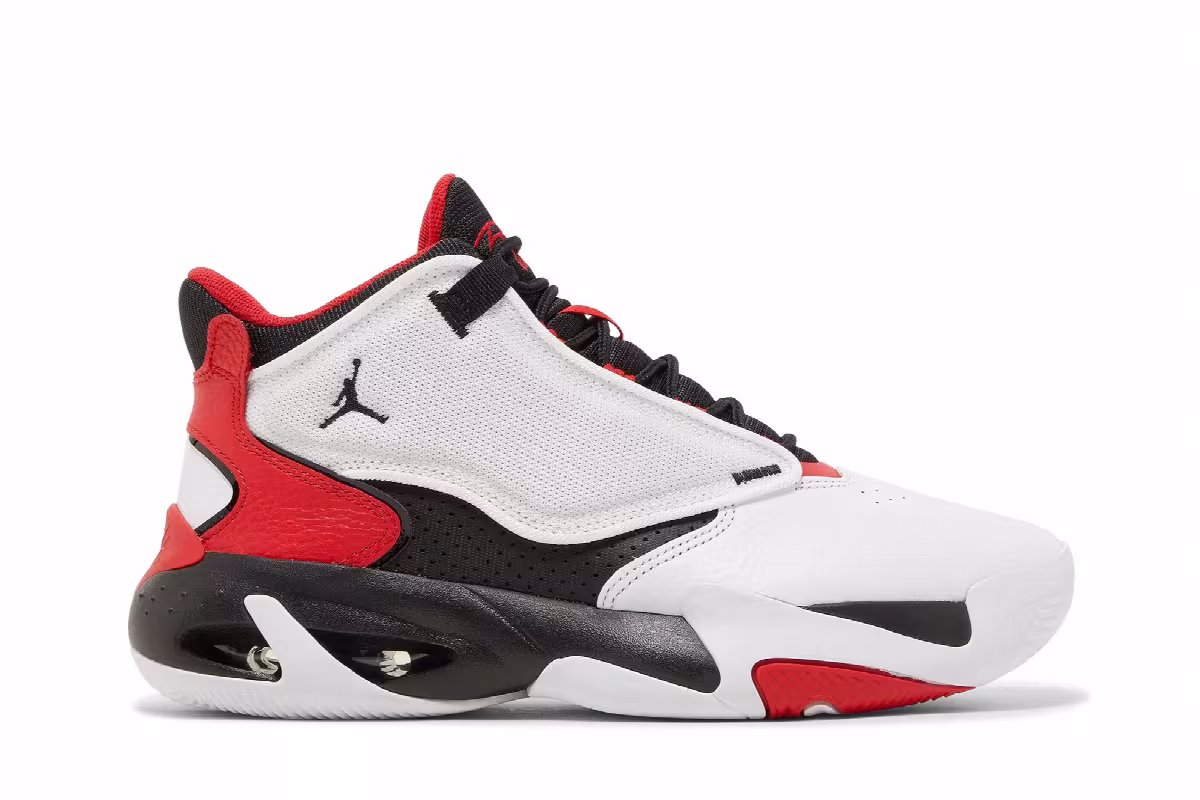 Air Jordan Max Aura 4 White Black University Red, view 2