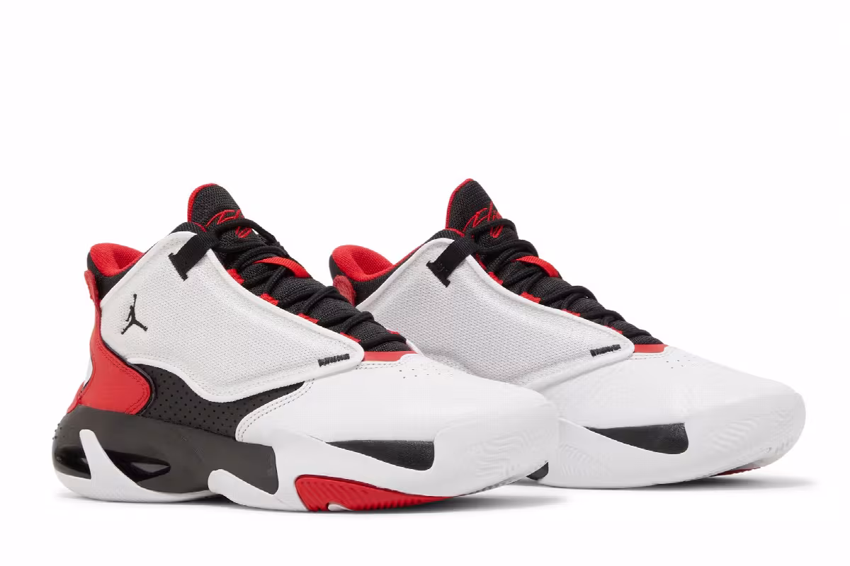 Air Jordan Max Aura 4 White Black University Red, view 9