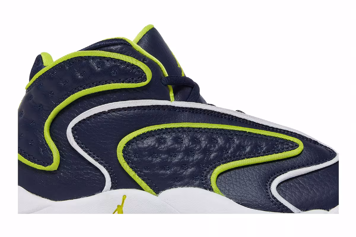 Women's Air Jordan OG College Navy Venom Green, view 3