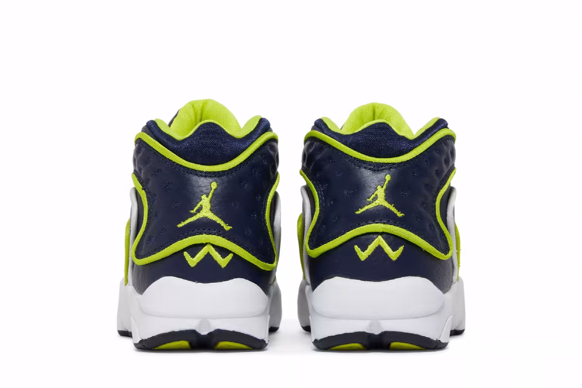 Women's Air Jordan OG College Navy Venom Green, view 7