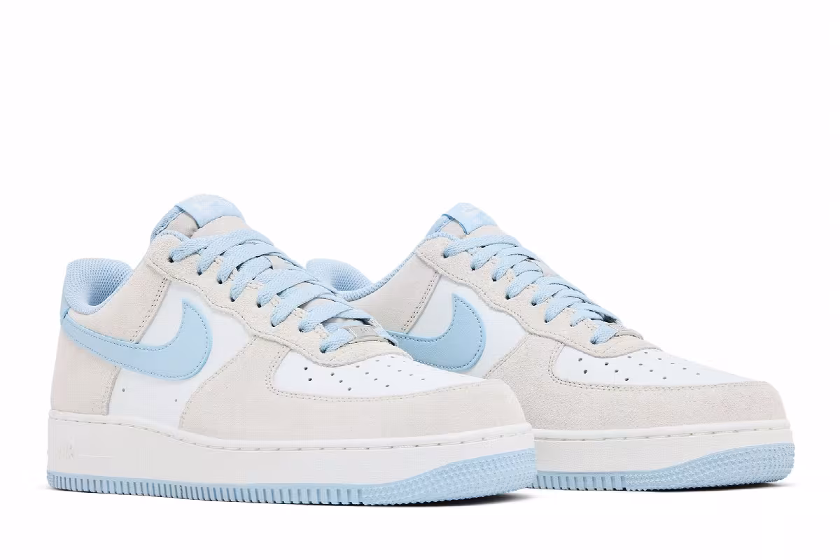 Nike Air Force 1 07 LV8 Light Bone Light Armory Blue, view 9